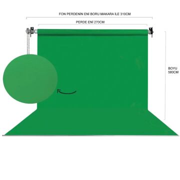 270x580 cm Yeşil Fon Perde Seti