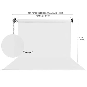 270x580 cm Beyaz Fon Perde Seti